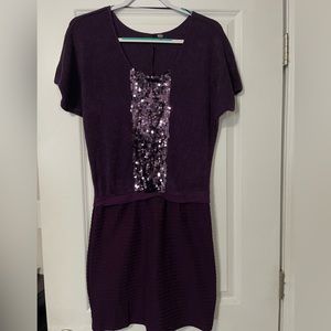 Purple seater dress with sequin front